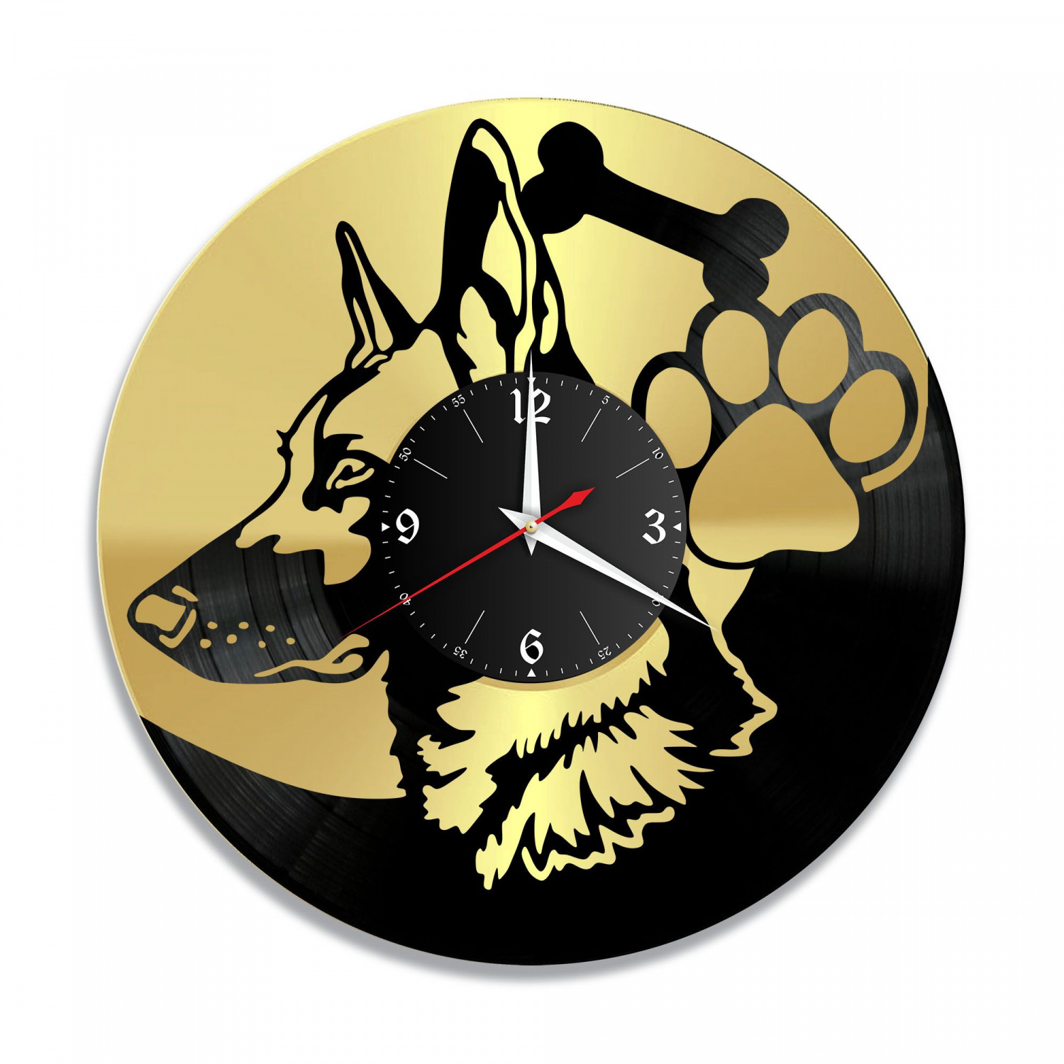 Часы настенные "Собака, золото" из винила, №1 VC-10726-1