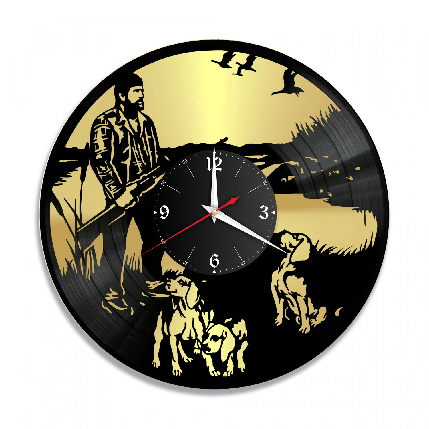 Часы настенные "Охота, золото" из винила, №3 VC-10619-1