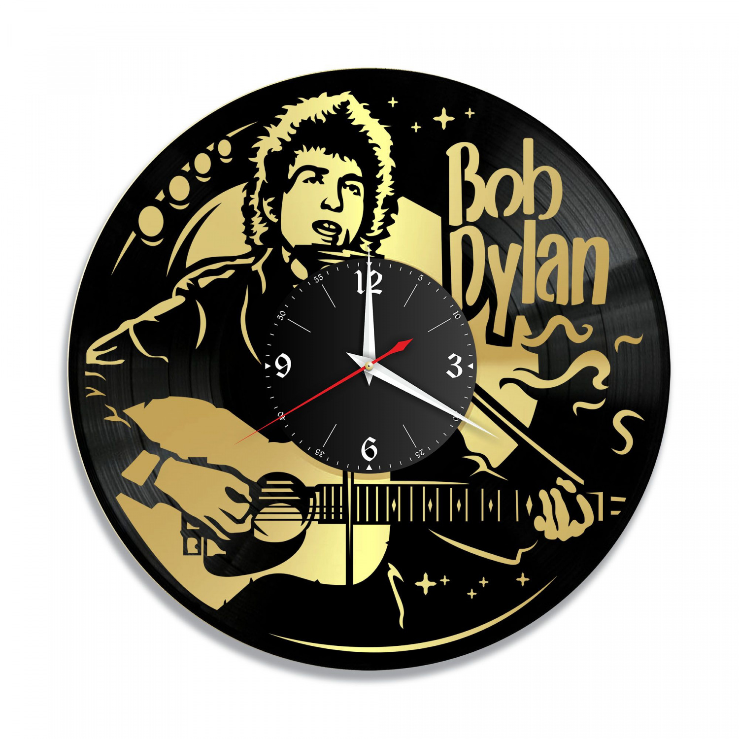 Часы настенные "Боб Дилан (Bob Dylan), золото" из винила, №1 VC-10231-1
