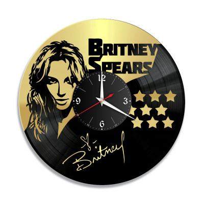Часы настенные "Бритни Спирс (Britney Spears), золото" из винила, №1