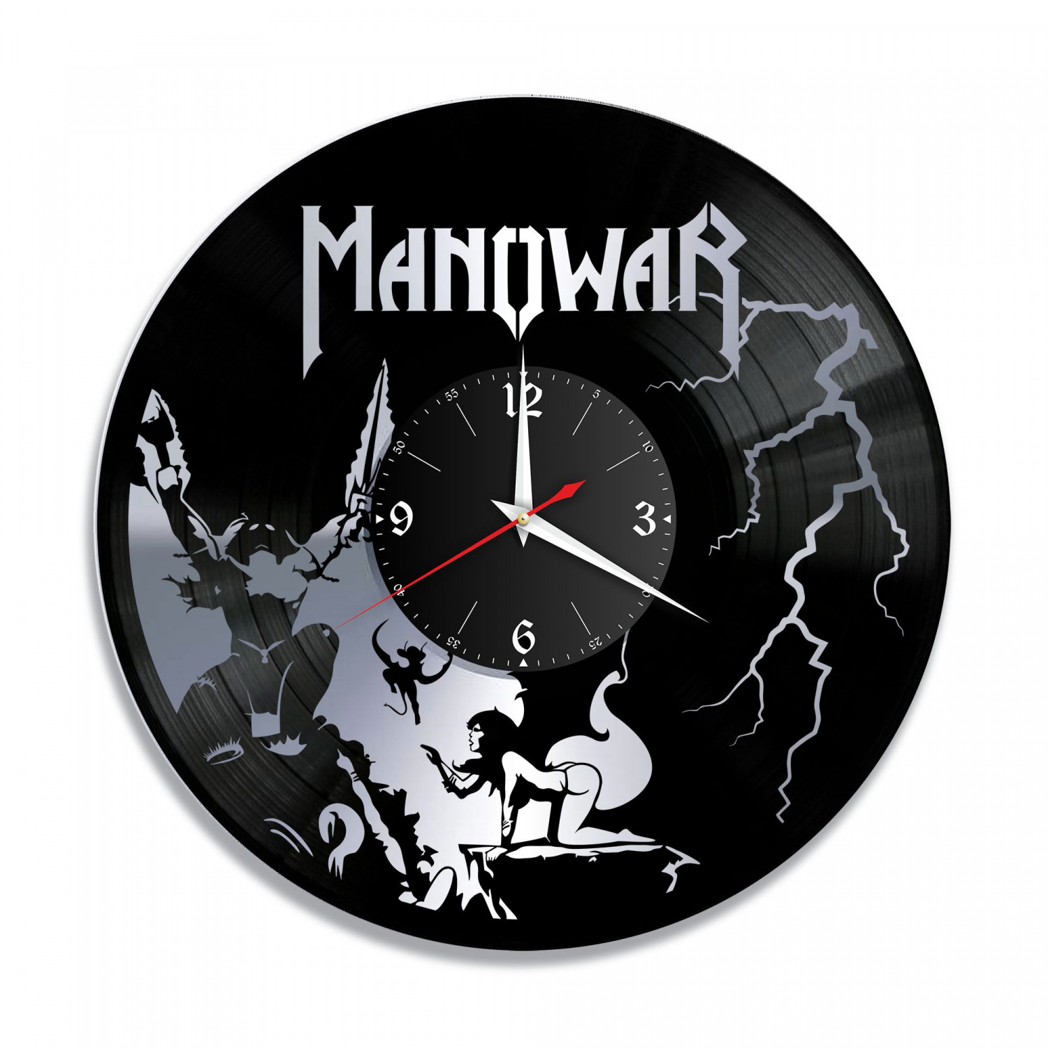 Часы настенные "группа Manowar, серебро" из винила, №2 VC-10115-2