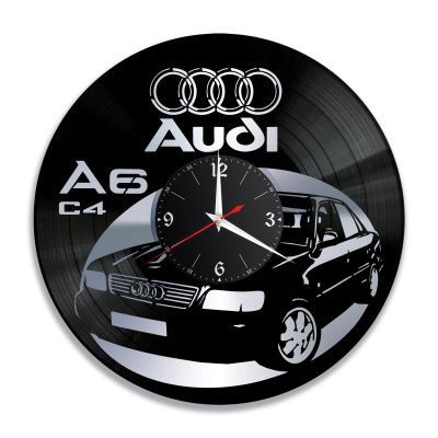 Часы настенные "Ауди A6 C4 (Audi), серебро" из винила, №8