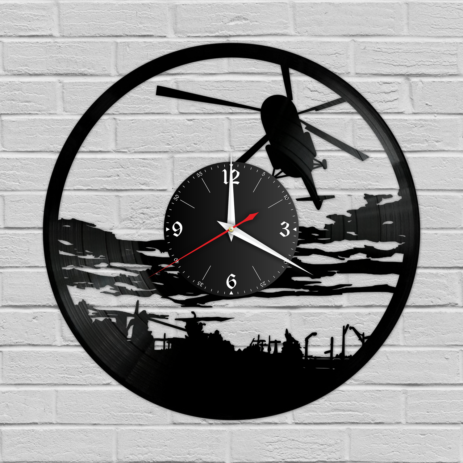 Часы настенные "Вертолет" из винила, №1 VC-12106