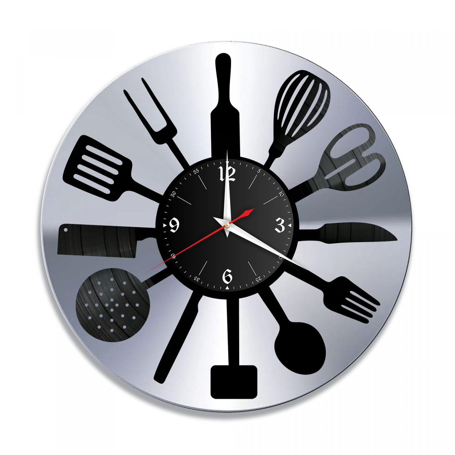 Часы настенные "Кухня, серебро" из винила, №1 VC-10605-2