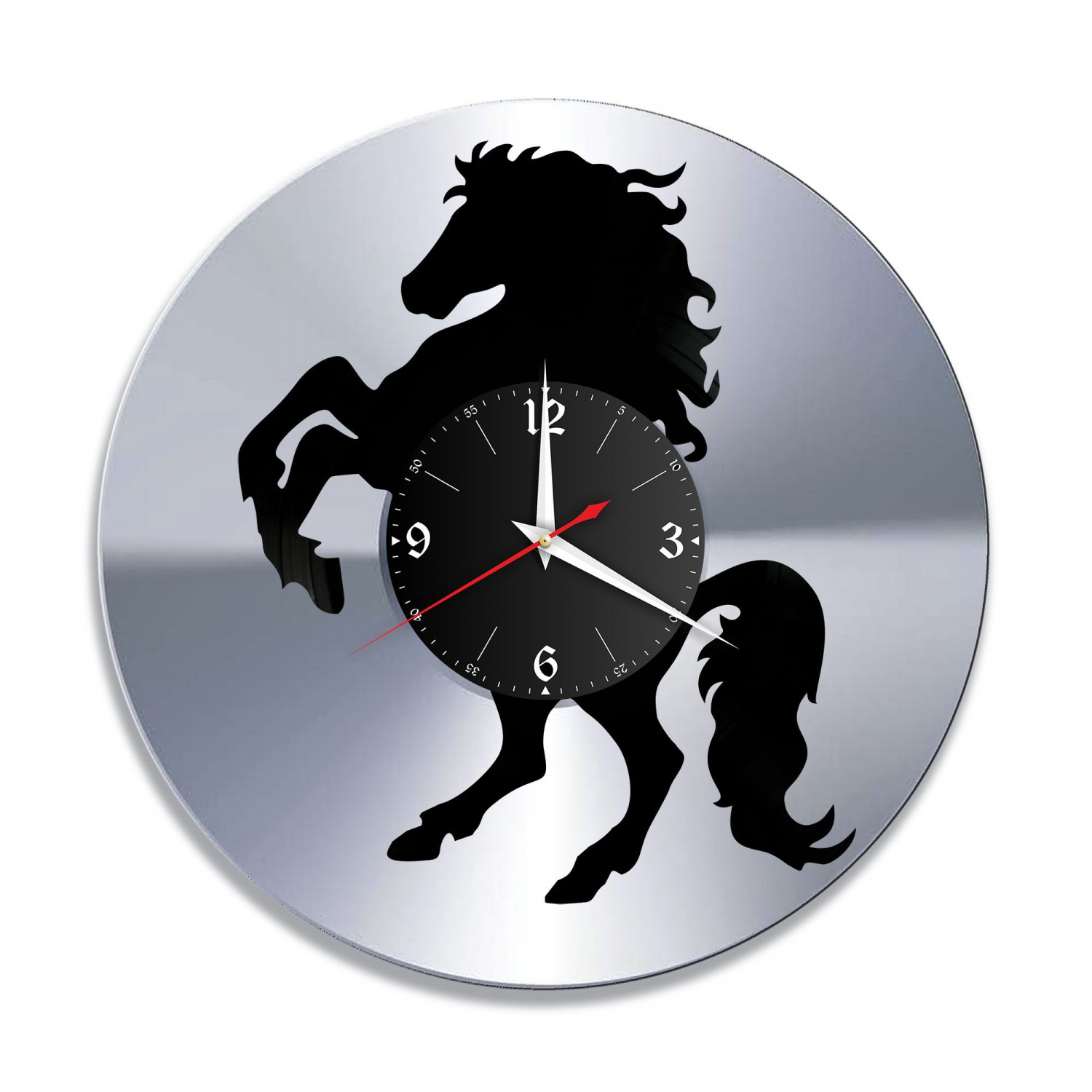 Часы настенные "Лошади, серебро" из винила, №2 VC-10719-2