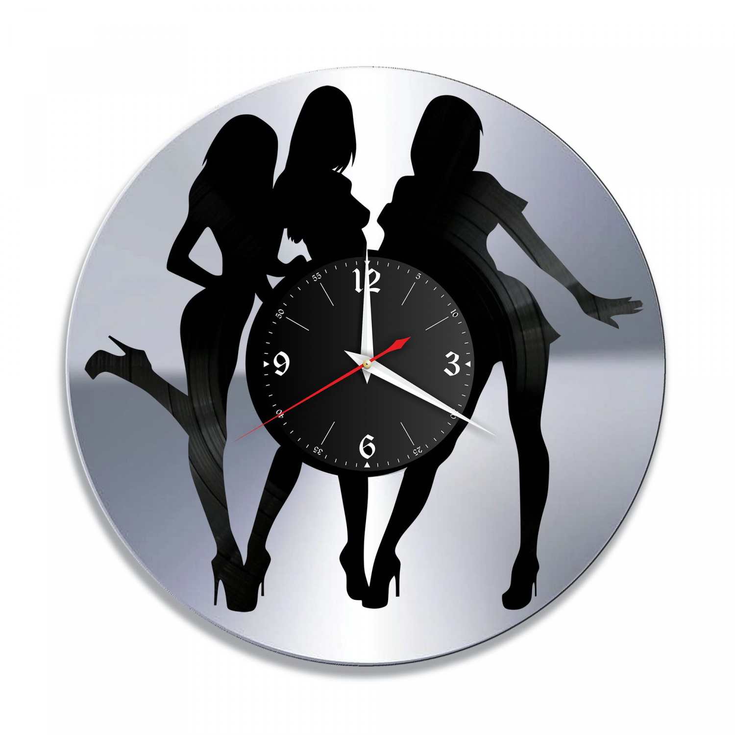Часы настенные "3 девушки, серебро" из винила, №1 VC-10685-2