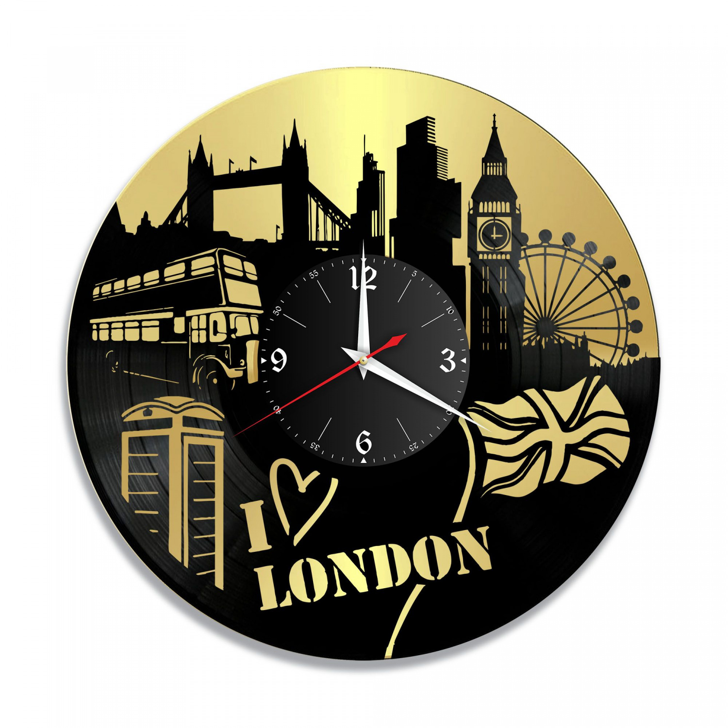 Часы настенные "город Лондон, золото" из винила, №1 VC-10476-1