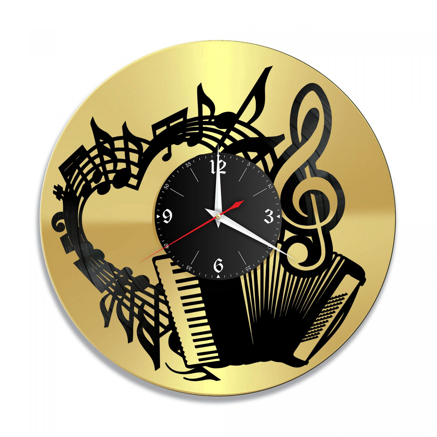 Часы настенные "Музыка (Гармонь), золото" из винила, №23 VC-10893-1