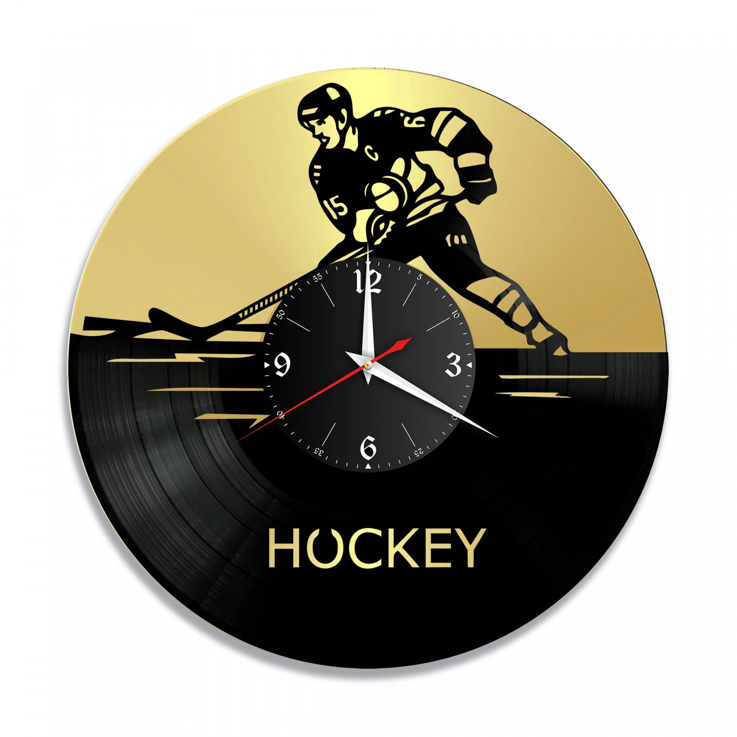 Часы настенные "Хоккей, золото" из винила, №1 VC-10531-1