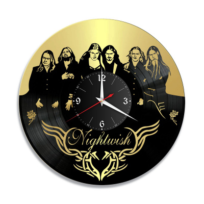 Часы настенные "группа Nightwish, золото" из винила, №1