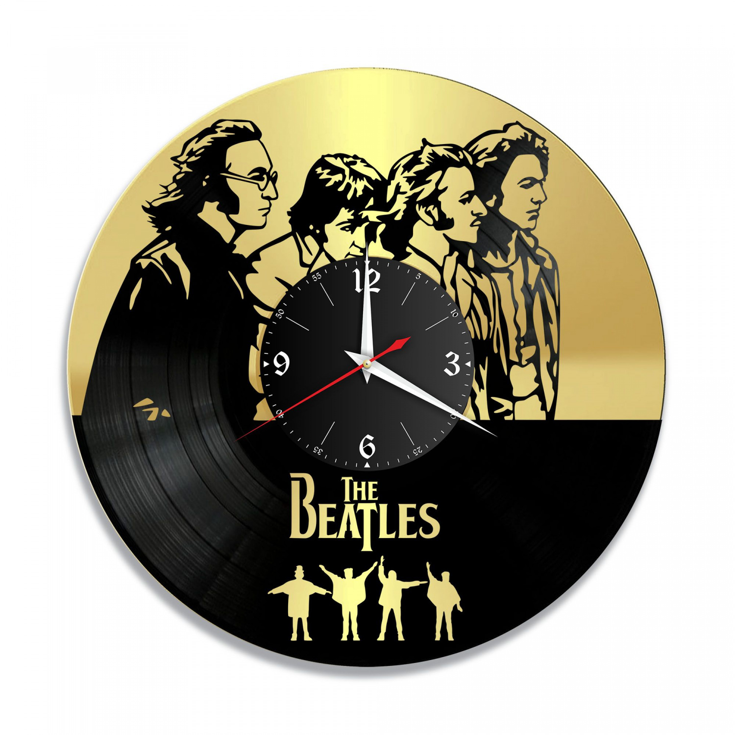 Часы настенные "группа Битлз (The Beatles), золото" из винила, №8 VC-10186-1