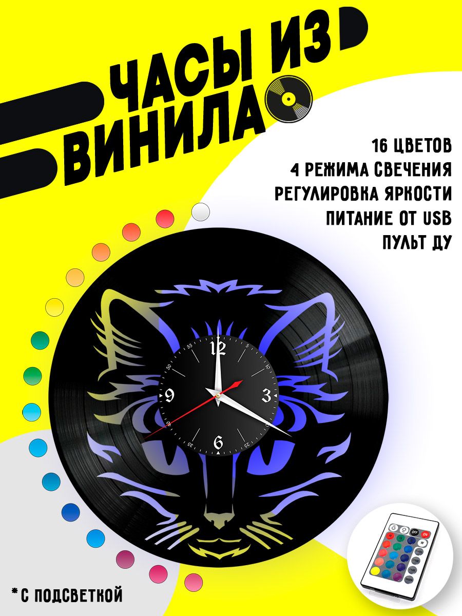 Часы с подсветкой Коты / черный кот VC-10715-PREM