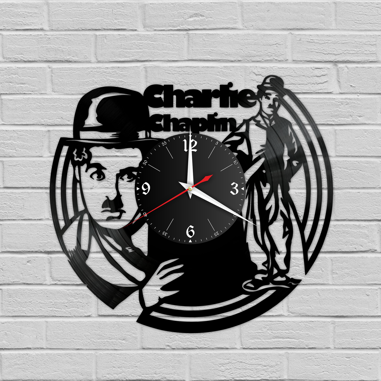 Часы настенные "Чарли Чаплин" из винила, №2 VC-12164