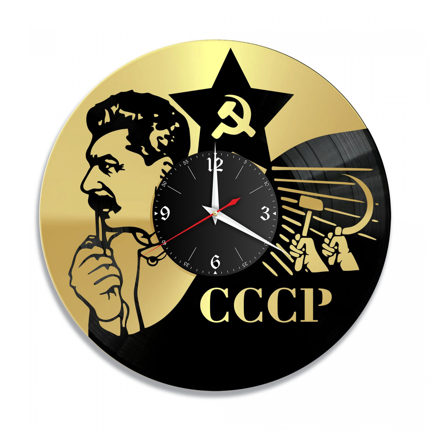 Часы настенные "Иосиф Сталин, золото" из винила, №1 VC-10746-1