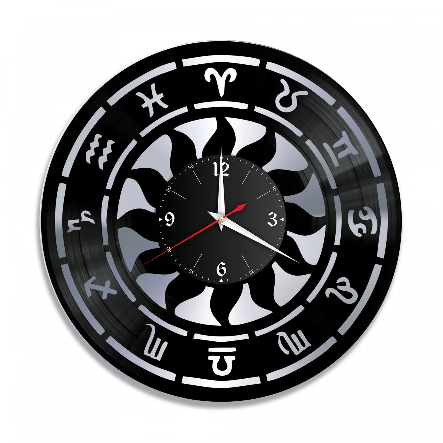 Часы настенные "Зодиак, серебро" из винила, №1 VC-10398-2