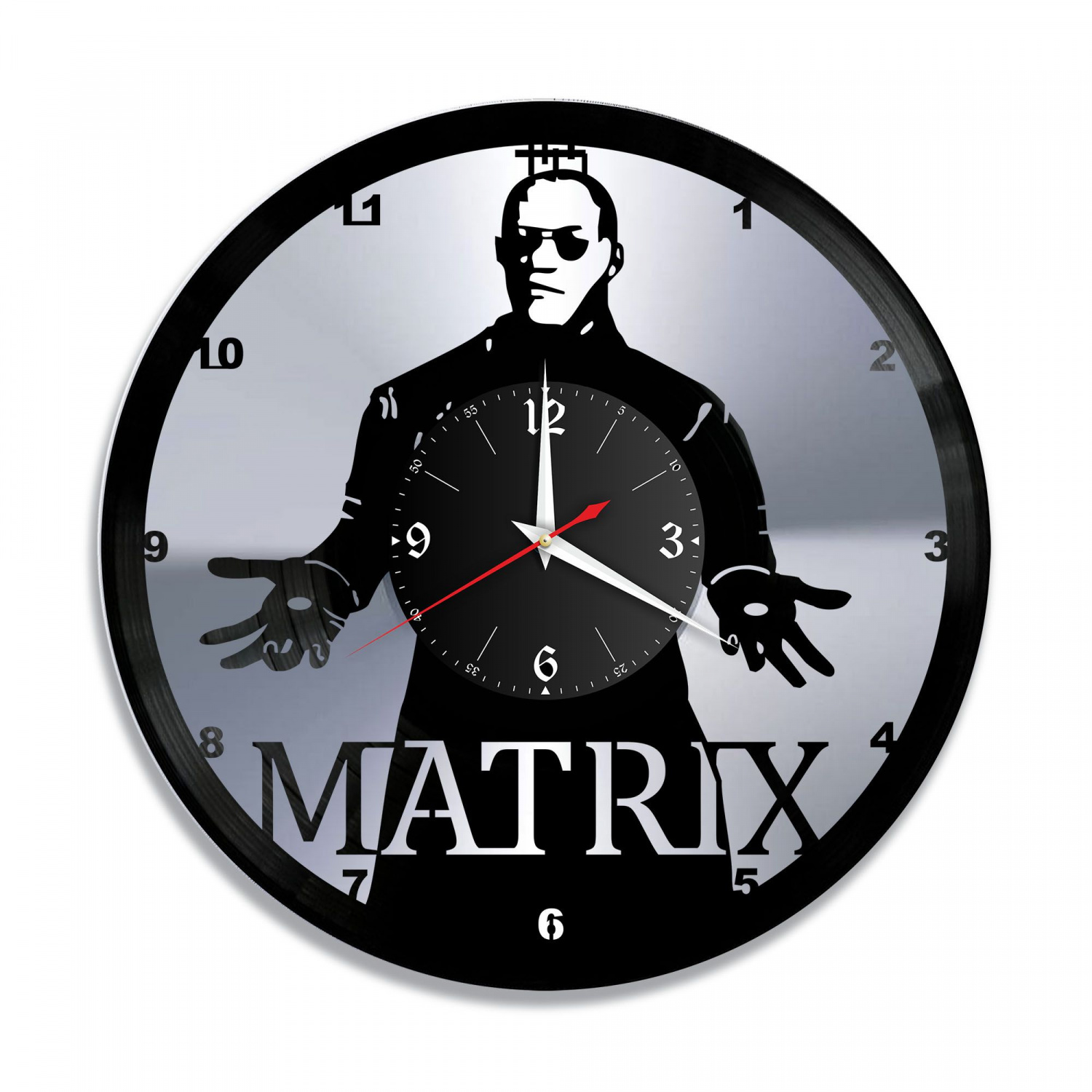Часы настенные "Матрица, серебро" из винила, №2 VC-10369-2