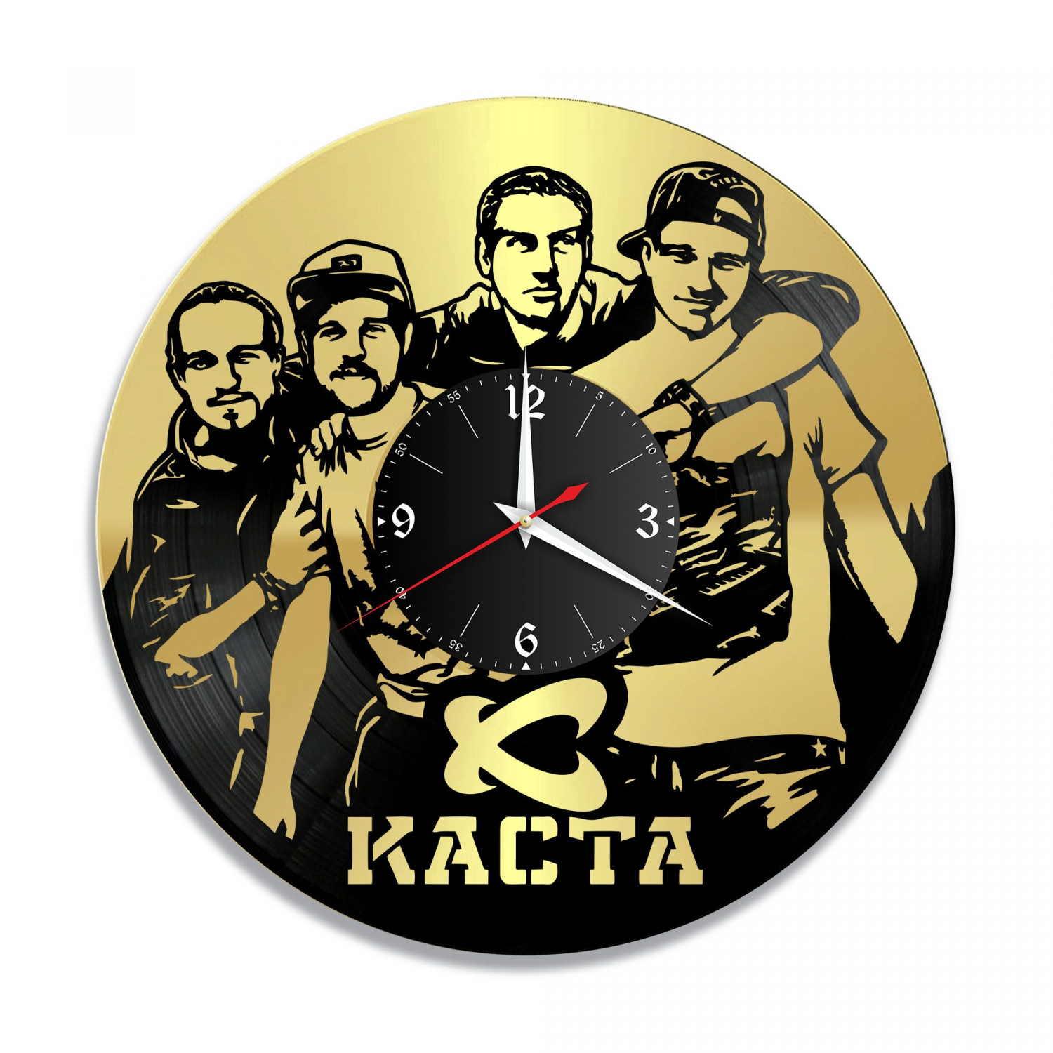 Часы настенные "группа Каста, золото" из винила, №1 VC-11008-1