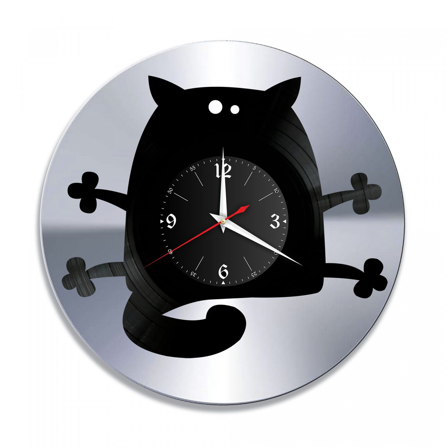 Часы настенные "Коты, серебро" из винила, №7 VC-10938-2