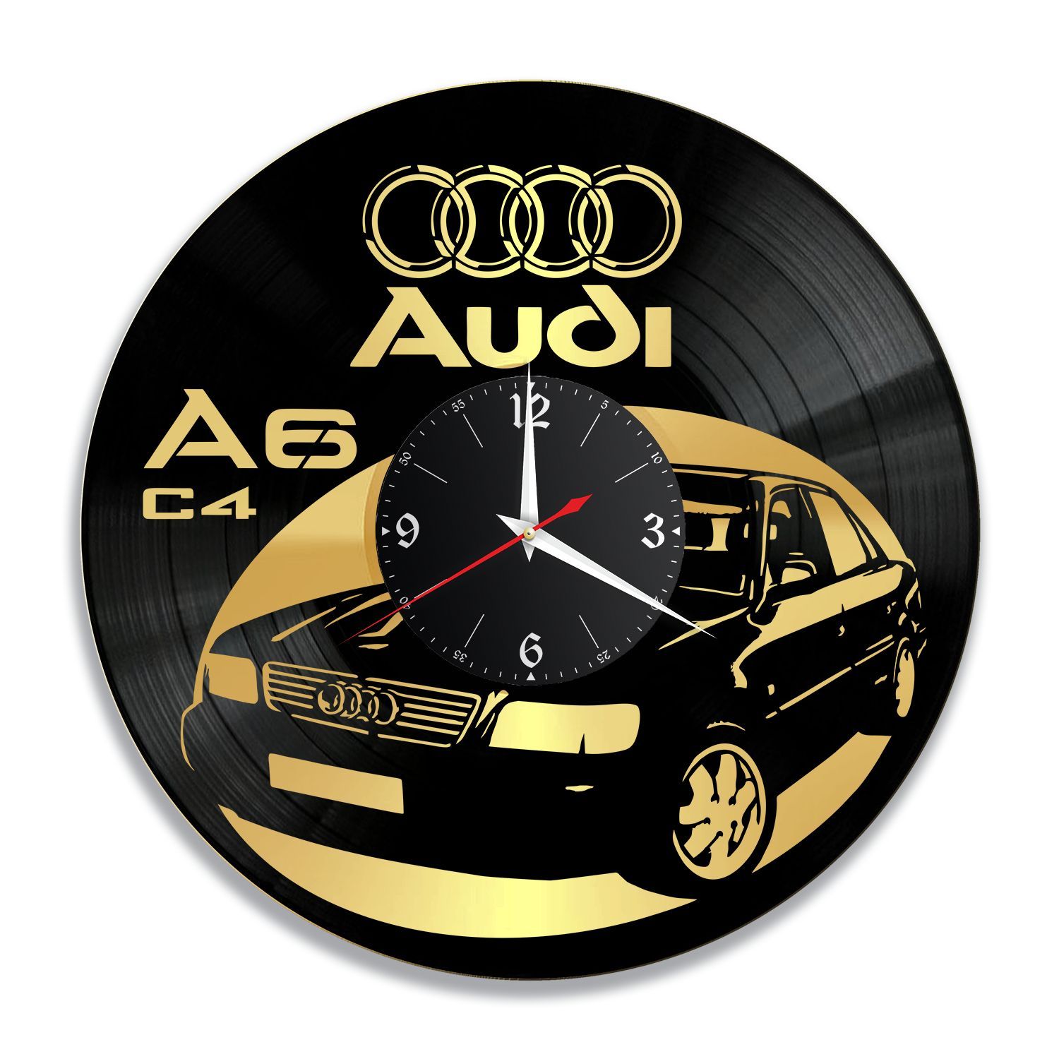 Часы настенные "Ауди A6 C4 (Audi), золото" из винила, №8 VC-12203-1