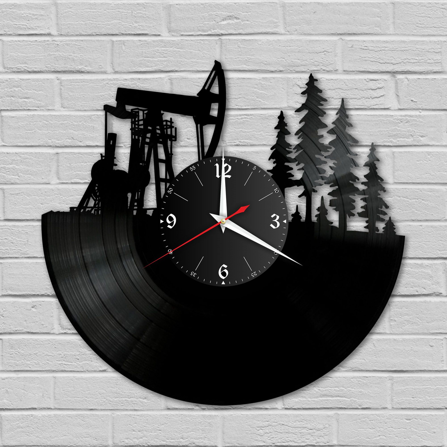 Часы настенные "Добыча нефти" из винила, №2 VC-10865
