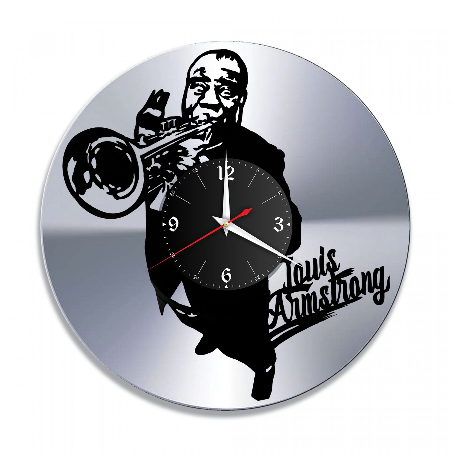 Часы настенные "Louis Armstrong (Луи Армстронг), серебро" из винила, №1 VC-10220-2