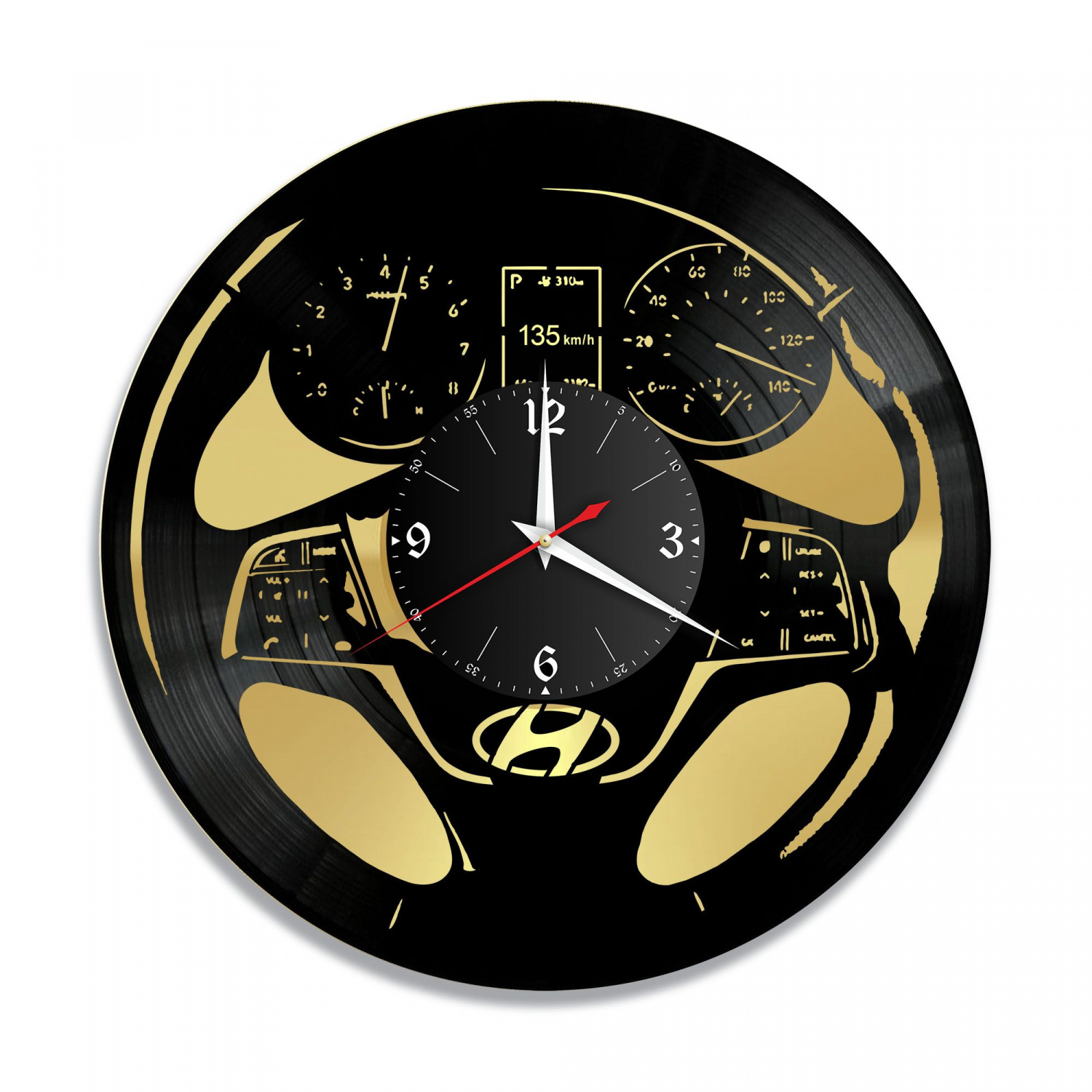 Часы настенные "Hyundai (Приборная панель), золото" из винила, №1 VC-10415-1