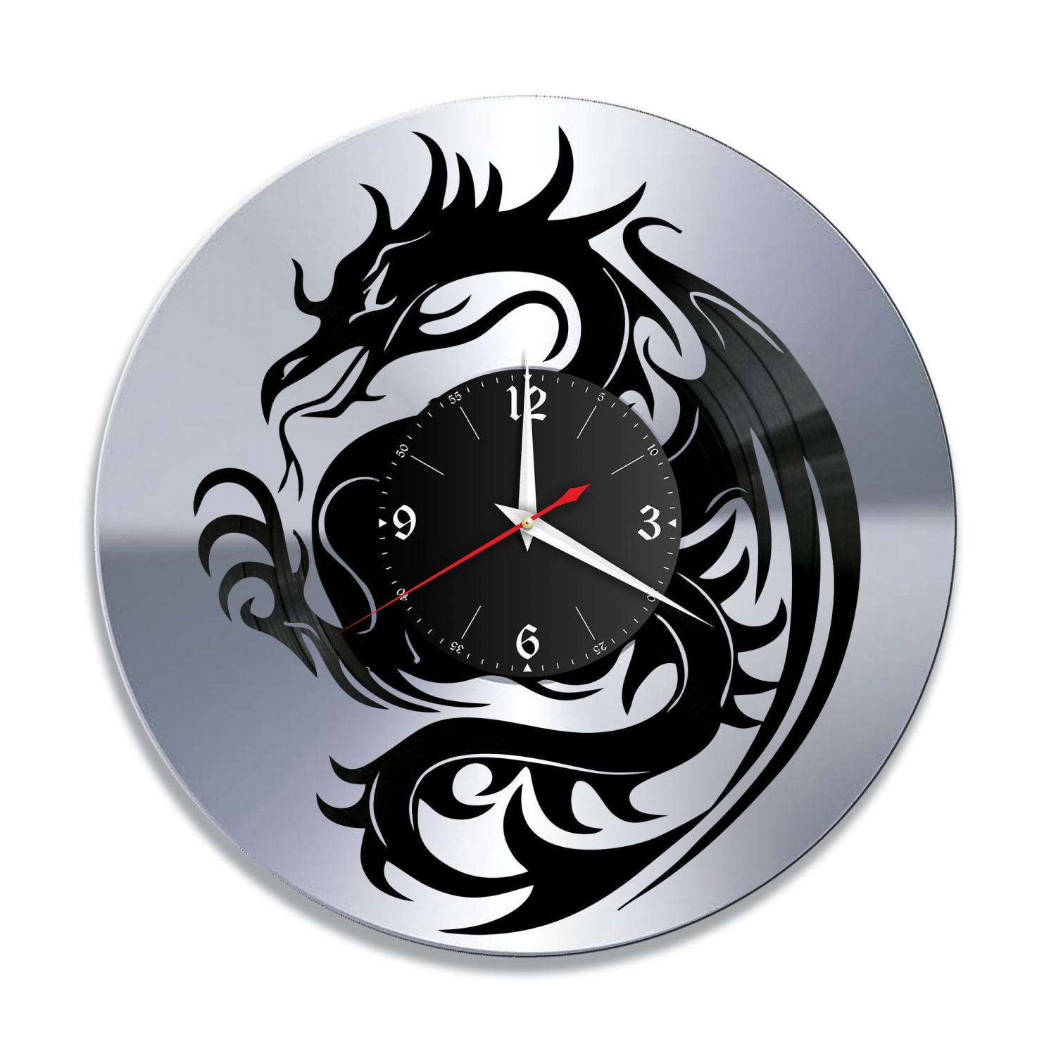 Часы настенные "Дракон, серебро" из винила, №2 VC-10785-2