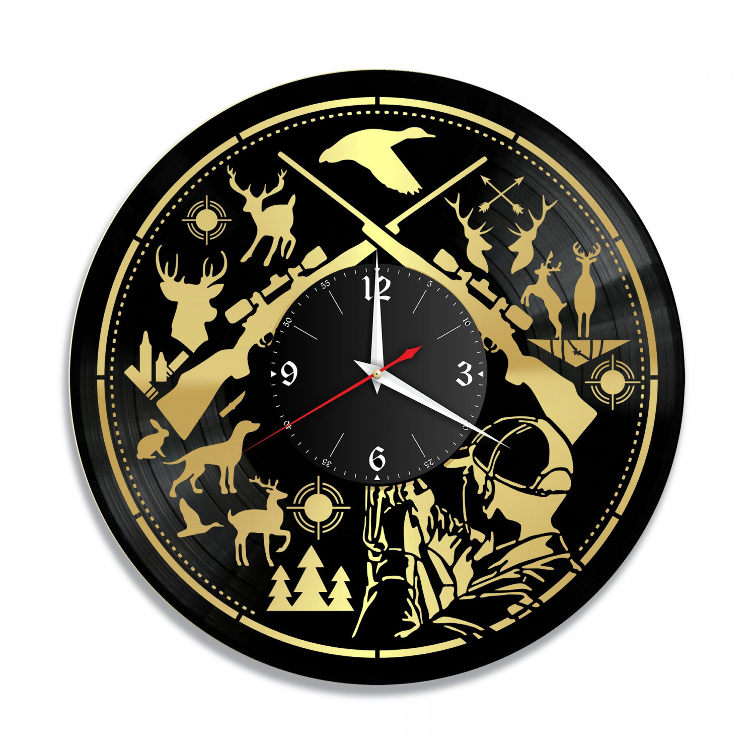 Часы настенные "Охота, золото" из винила, №5 VC-11017-1