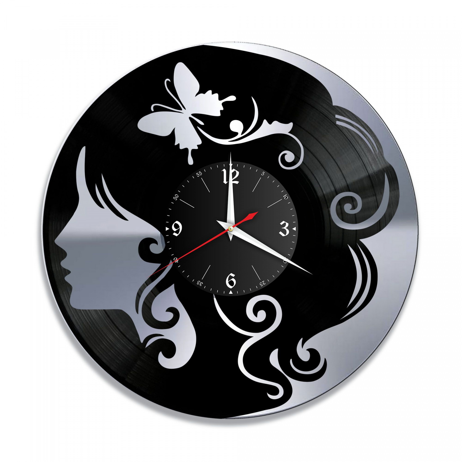 Часы настенные "Девушка, серебро" из винила, №1 VC-10688-2
