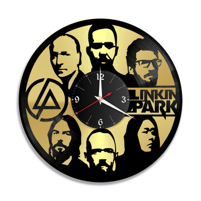 Часы настенные "группа Linkin Park, золото" из винила, №5