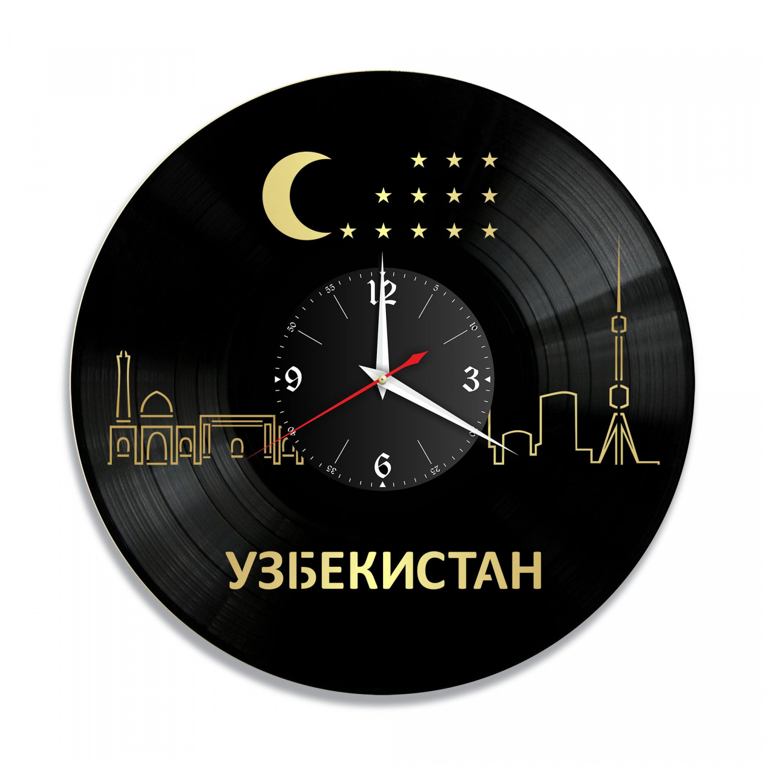 Часы настенные "Узбекистан, золото" из винила, №2 VC-10492-1