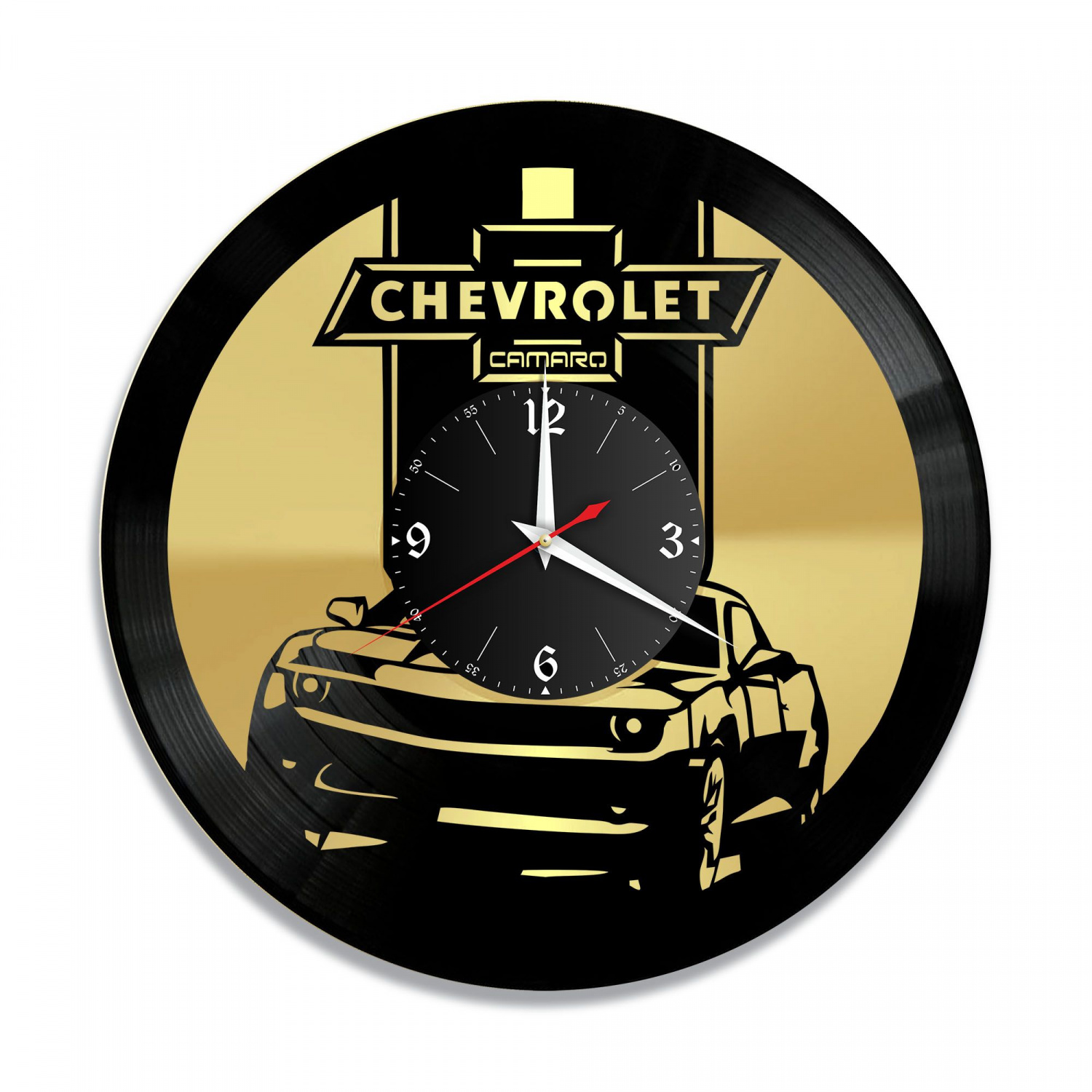 Часы настенные "Chevrolet Camaro, золото" из винила, №1 VC-10406-1