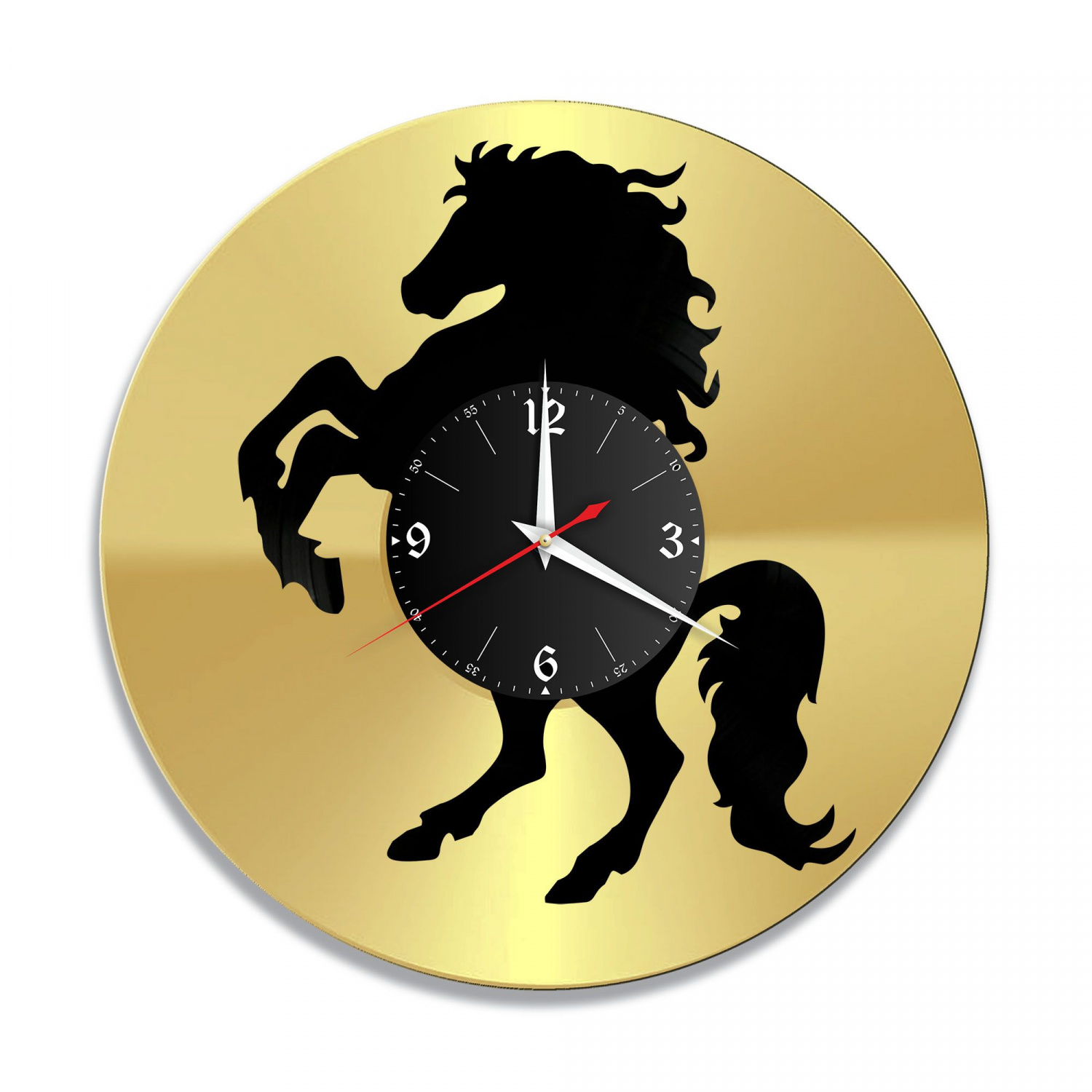 Часы настенные "Лошади, золото" из винила, №2 VC-10719-1