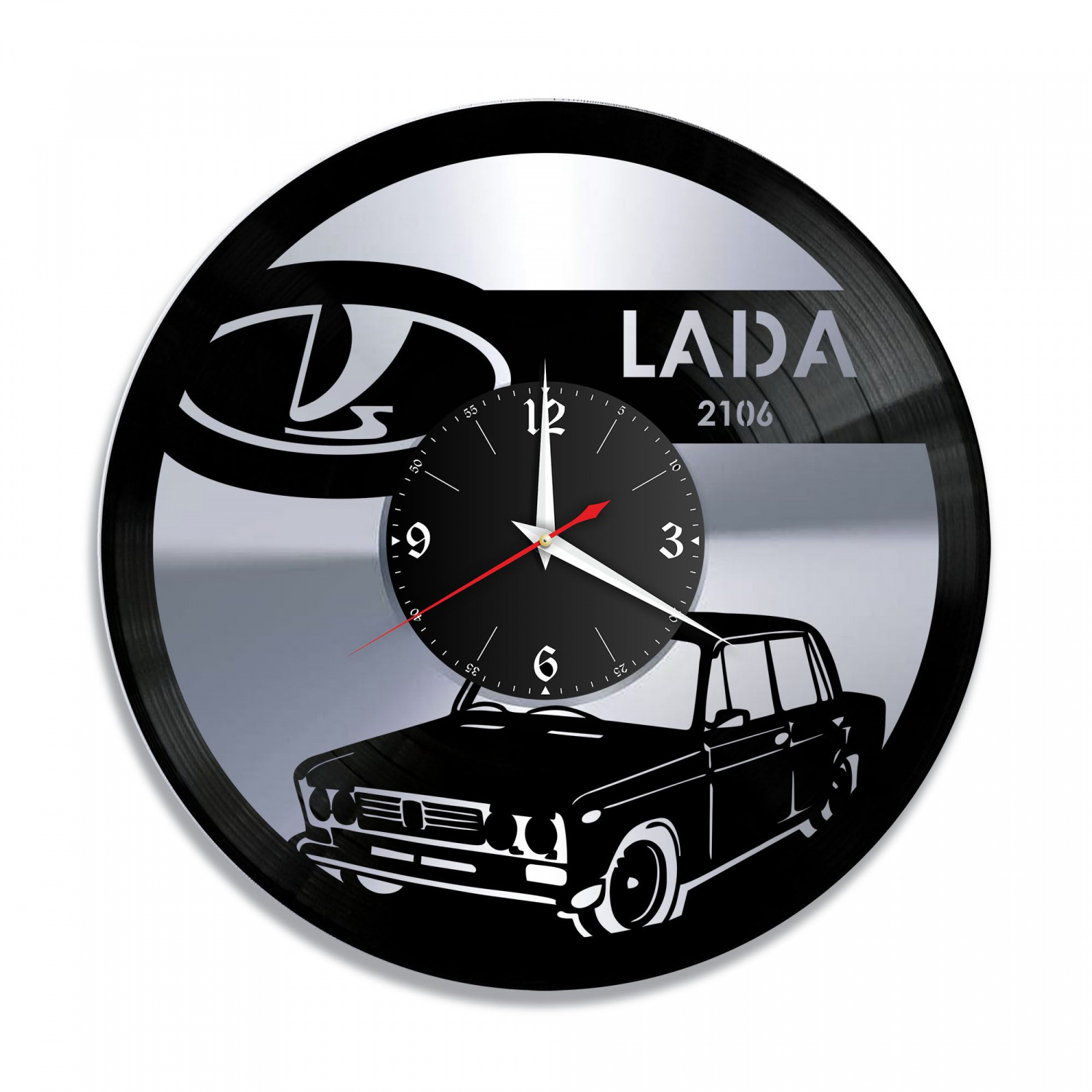 Часы настенные "Lada, серебро" из винила, №1 VC-10417-2
