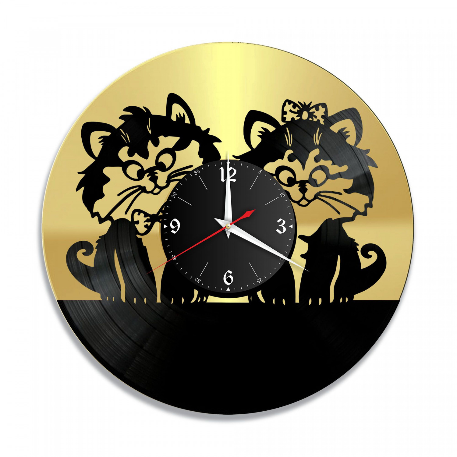 Часы настенные "Коты, золото" из винила, №8 VC-11010-1