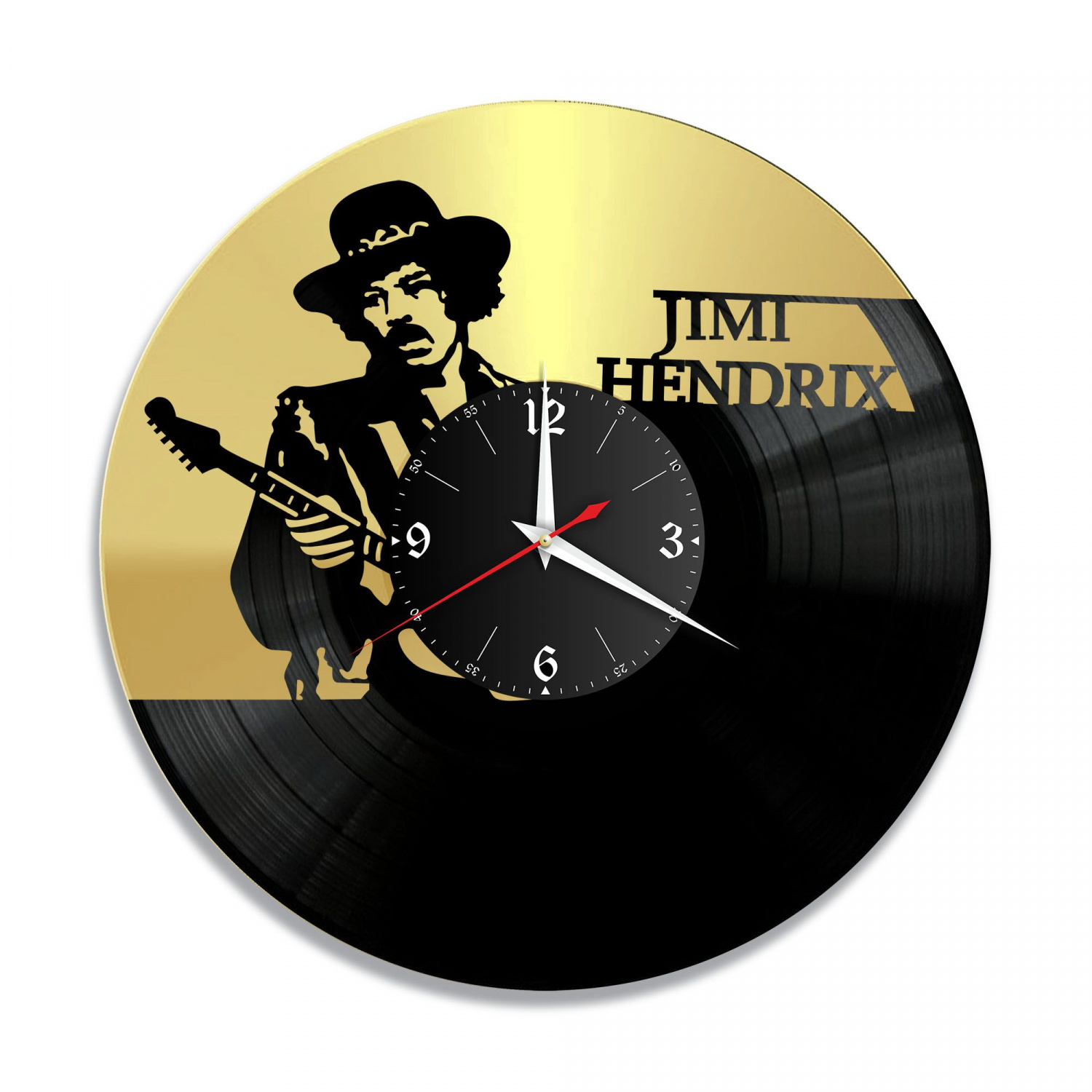 Часы настенные "Джими Хендрикс (Jimi Hendrix), золото" из винила, №2 VC-10861-1
