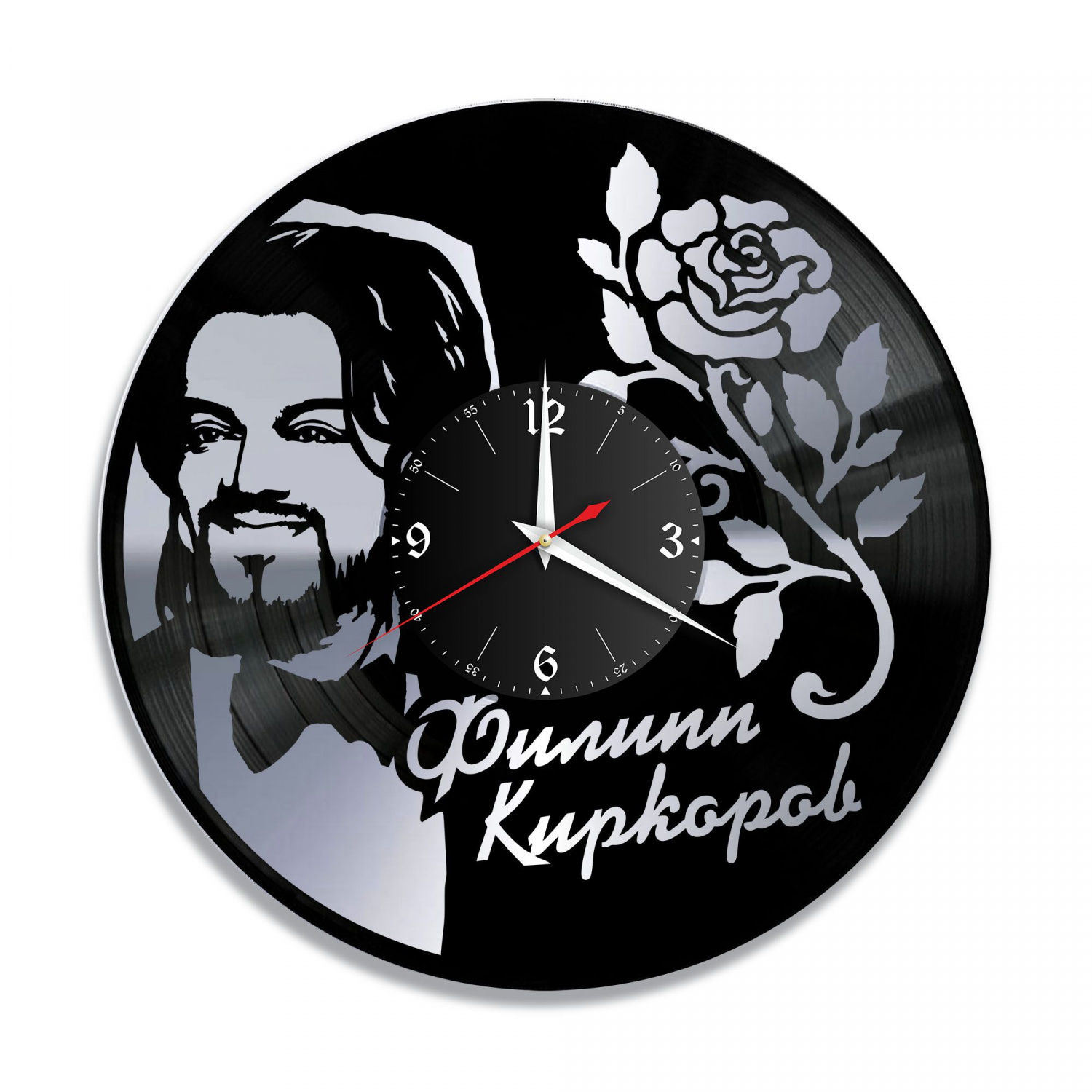 Часы настенные "Филипп Киркоров, серебро" из винила, №1 VC-10217-2