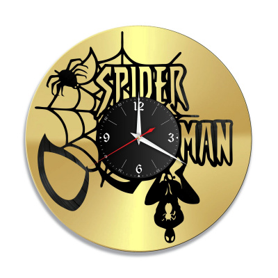 Часы настенные "Человек-паук (Spiderman), золото" из винила, №1