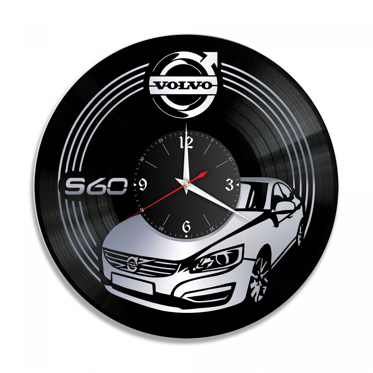 Часы настенные "Volvo S60, серебро" из винила, №1 VC-10434-2