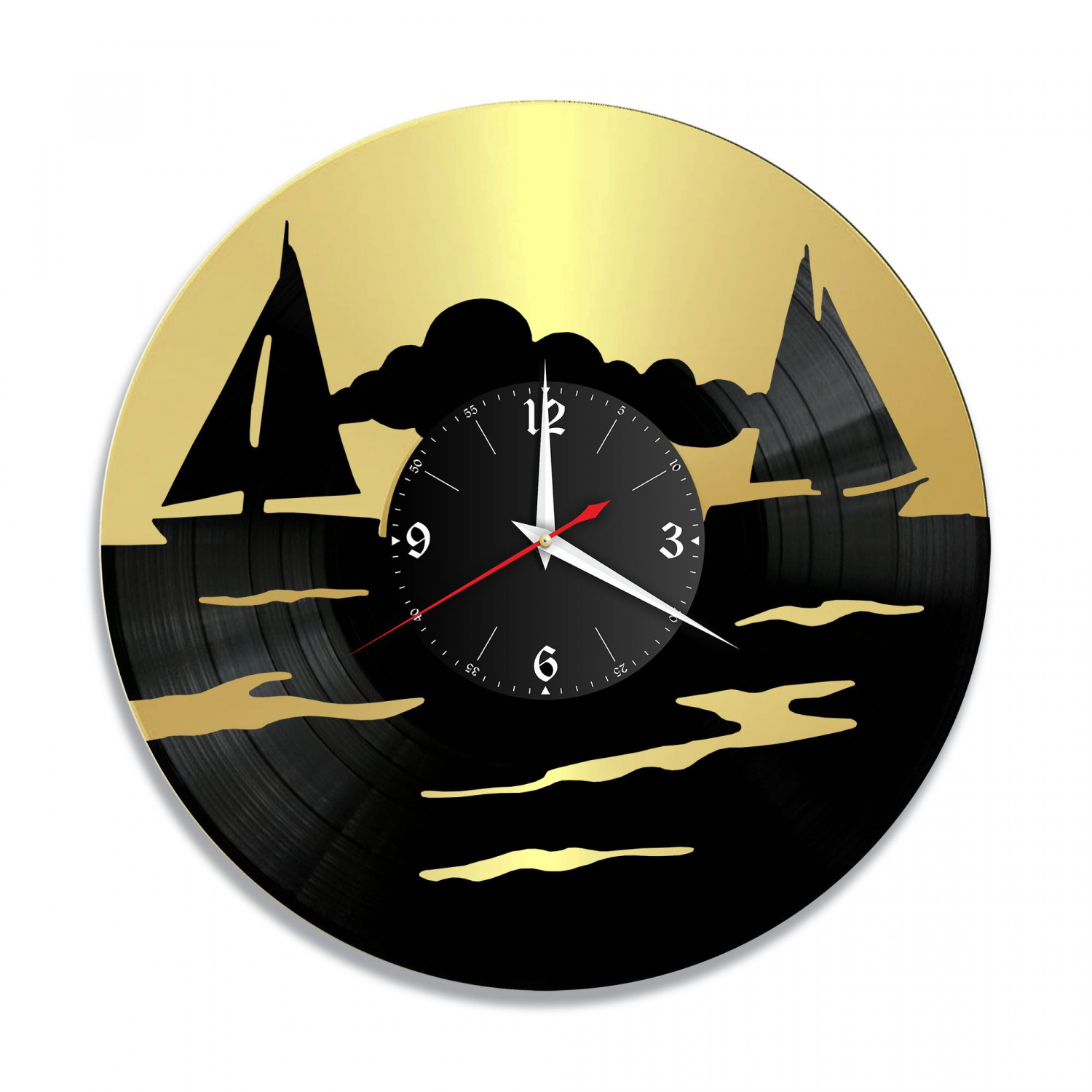 Часы настенные "Море (Корабли), золото" из винила, №4 VC-10941-1