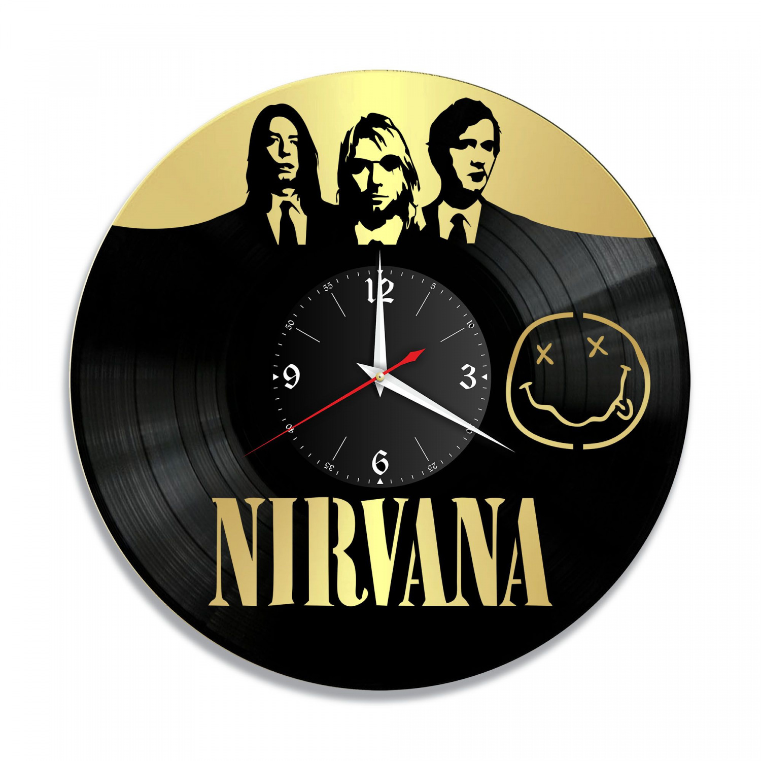 Часы настенные "группа Nirvana, золото" из винила, №2 VC-10128-1