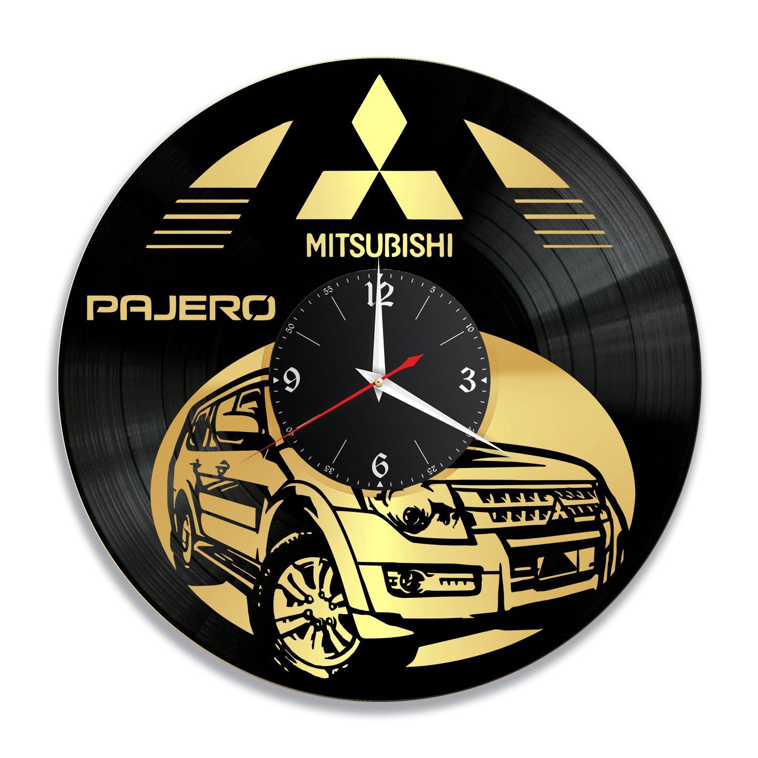 Часы настенные "Mitsubishi Pajero, золото" из винила, №1 VC-12250-1