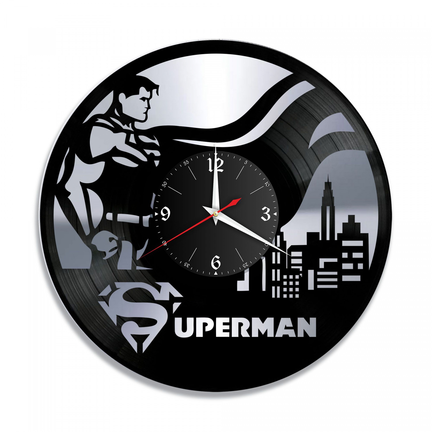 Часы настенные "Супермен (Superman), серебро" из винила, №1 VC-10322-2