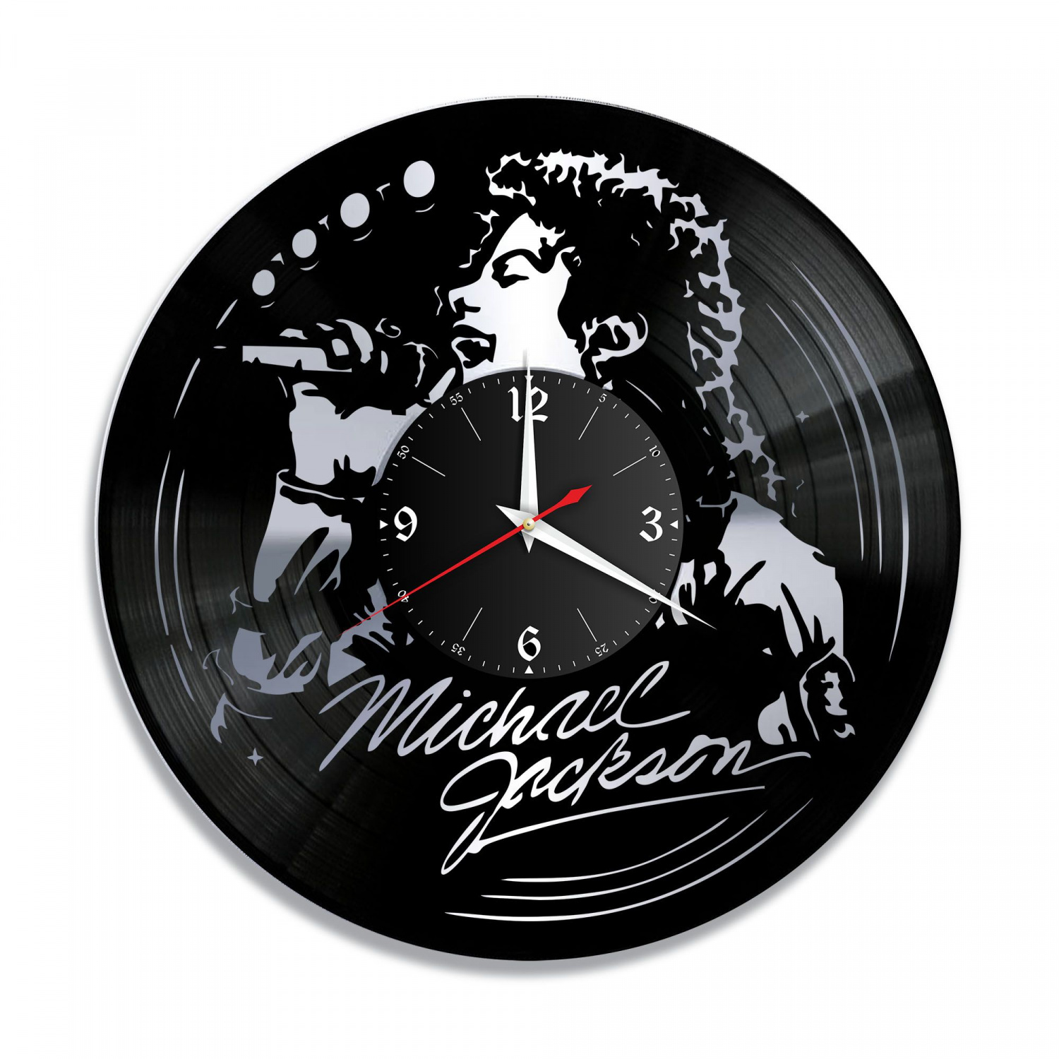 Часы настенные "Майкл Джексон, серебро" из винила, №1 VC-10234-2