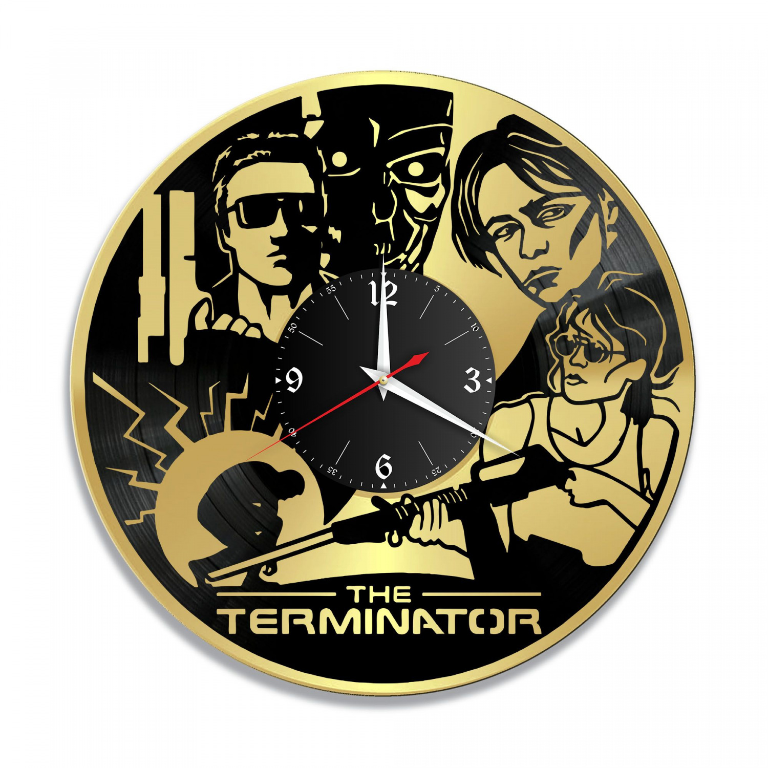 Часы настенные "Терминатор, золото" из винила, №2 VC-11023-1