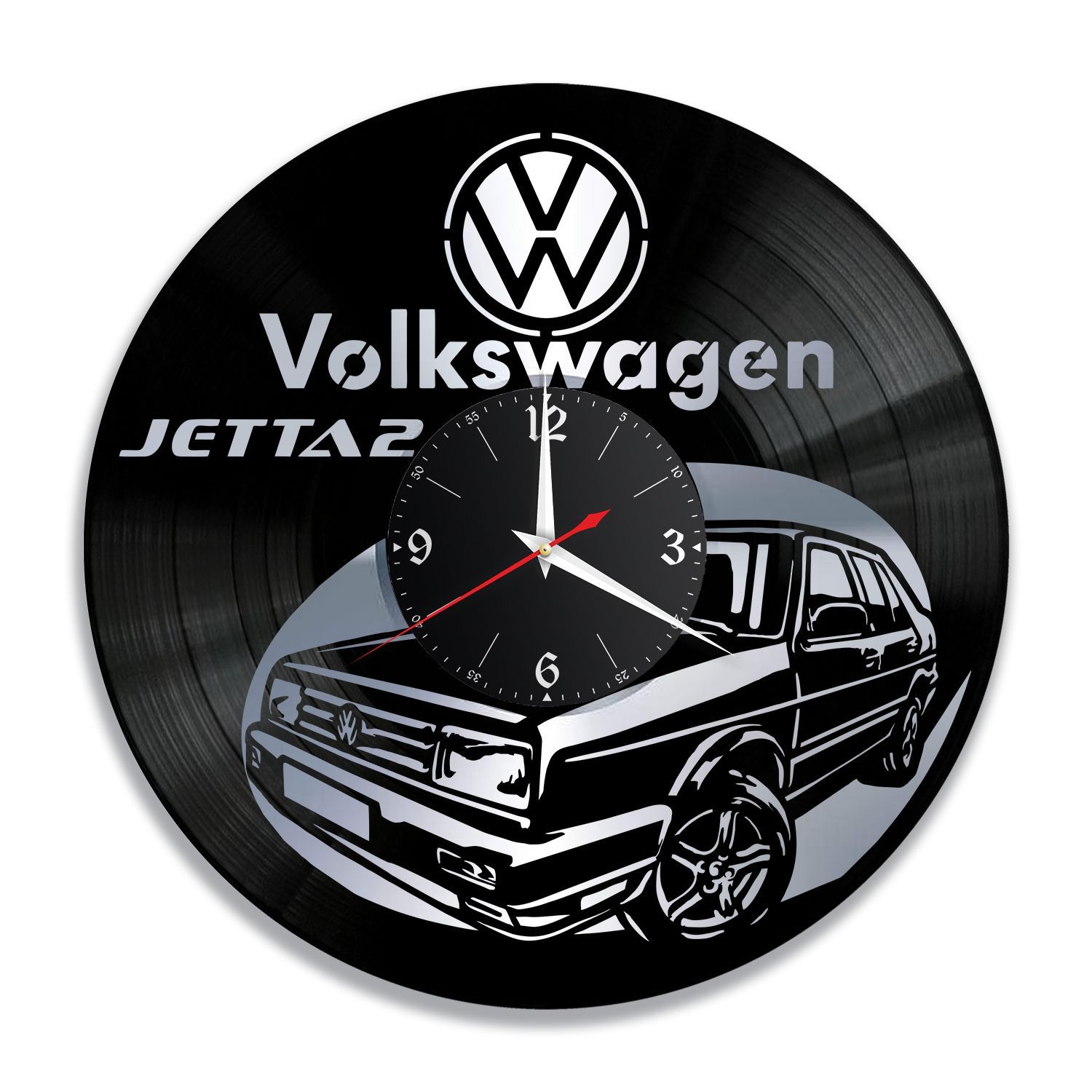 Часы настенные "Volkswagen Jetta 2, серебро" из винила, №6 VC-12253-2