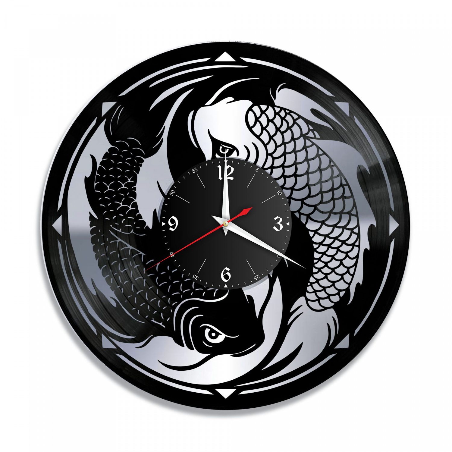 Часы настенные "Рыбы, серебро" из винила, №1 VC-10400-2