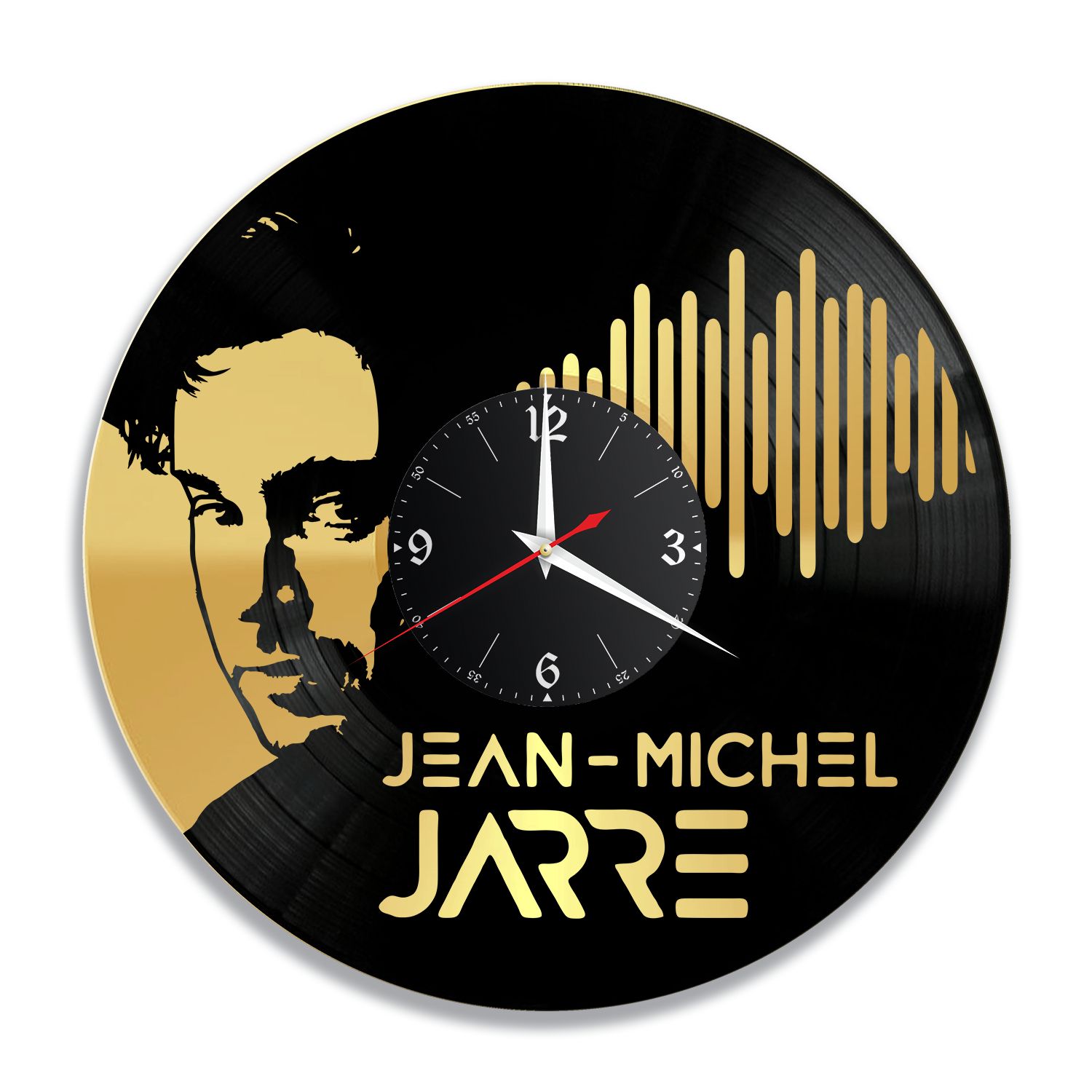 Часы настенные "Жан-Мишель Жарр (Jean-Michel Jarre), золото" из винила, №1 VC-12220-1