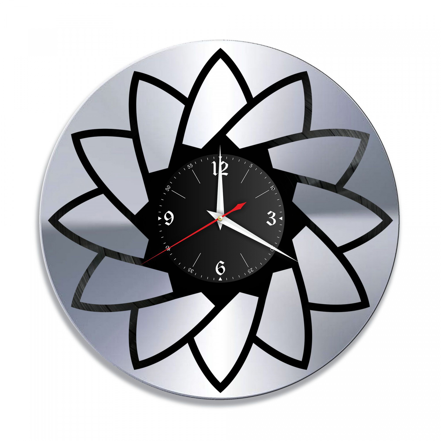 Часы настенные "Цветы, серебро" из винила, №3 VC-12055-2