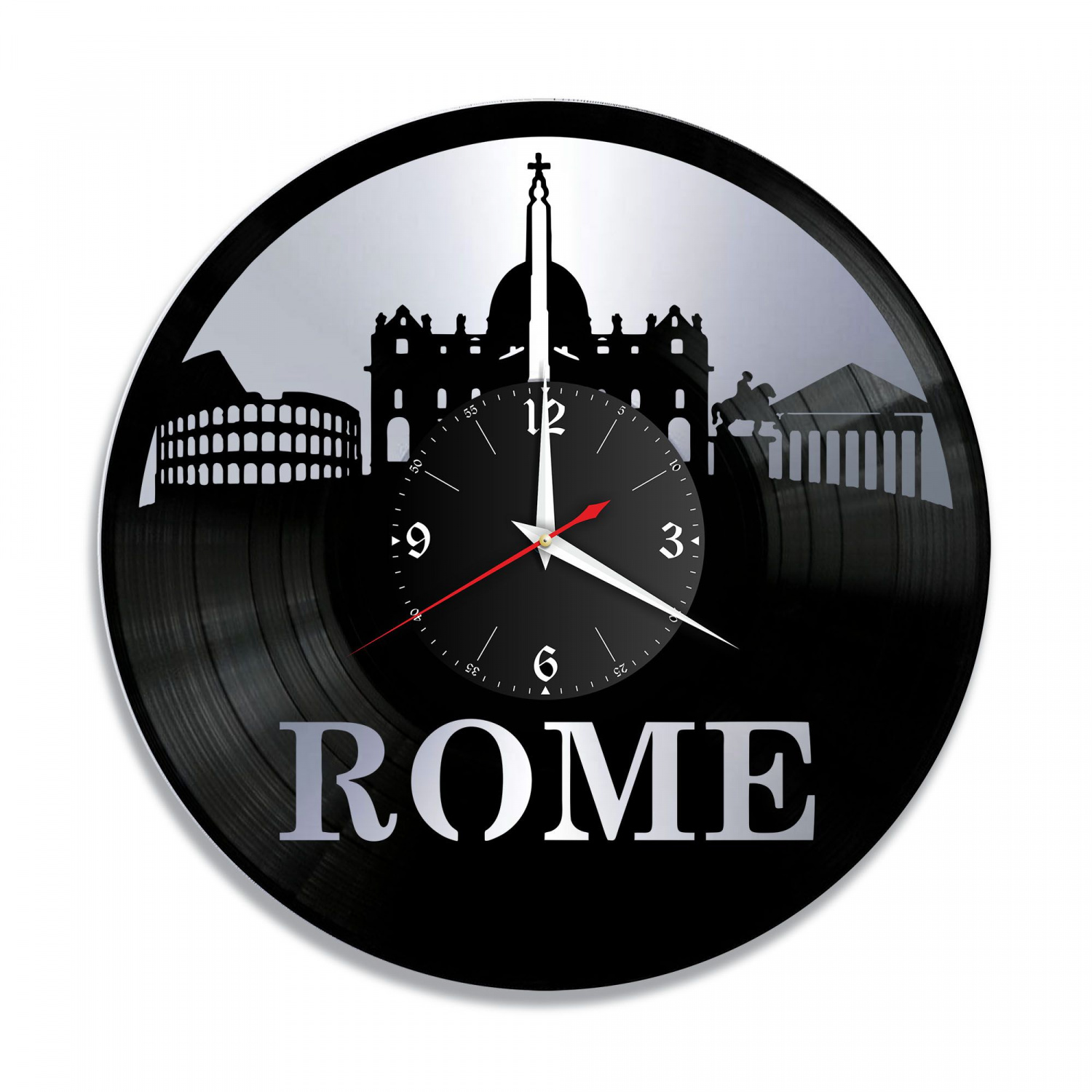 Часы настенные "город Рим, серебро" из винила, №1 VC-10488-2